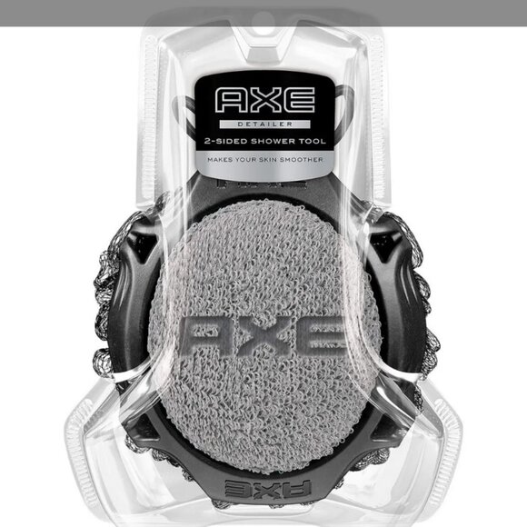 AXE Mens Shower Scrubber Tool, 2-Sided Detailer, Gray Color Exfoliator - Picture 6 of 6